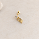 Angel Wing Piercing Stud, 18G, 6mm, Gold or Silver, Single