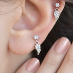 Angel Wing Piercing Stud, 18G, 6mm, Gold or Silver, Single
