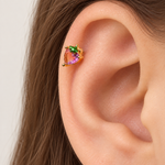 Heart Strawberry Piercing Stud, 7mm, Gold or Silver, Single