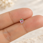 Heart Strawberry Piercing Stud, 7mm, Gold or Silver, Single