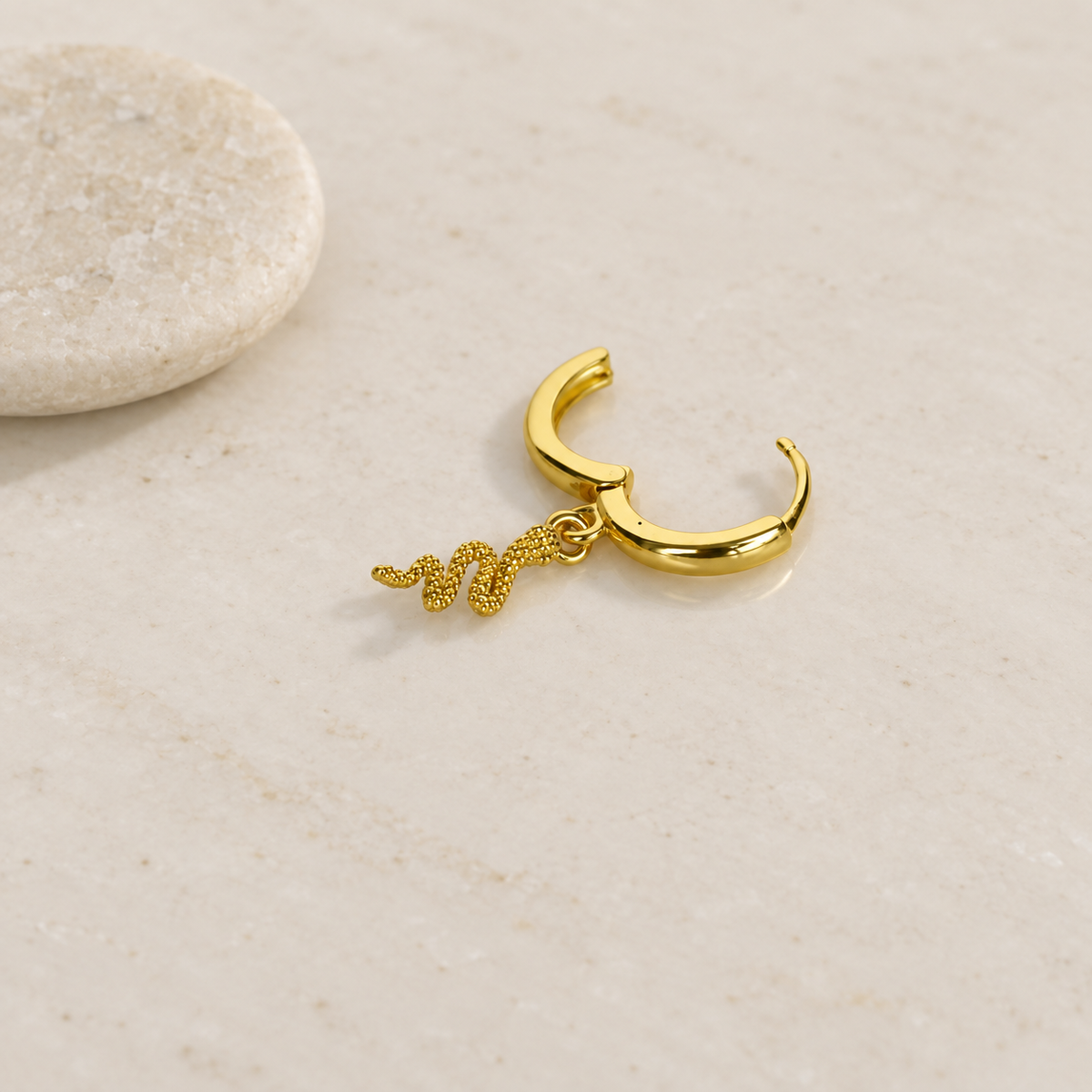 Snake Hoop Ring, 8mm, Gold or Silver, Single