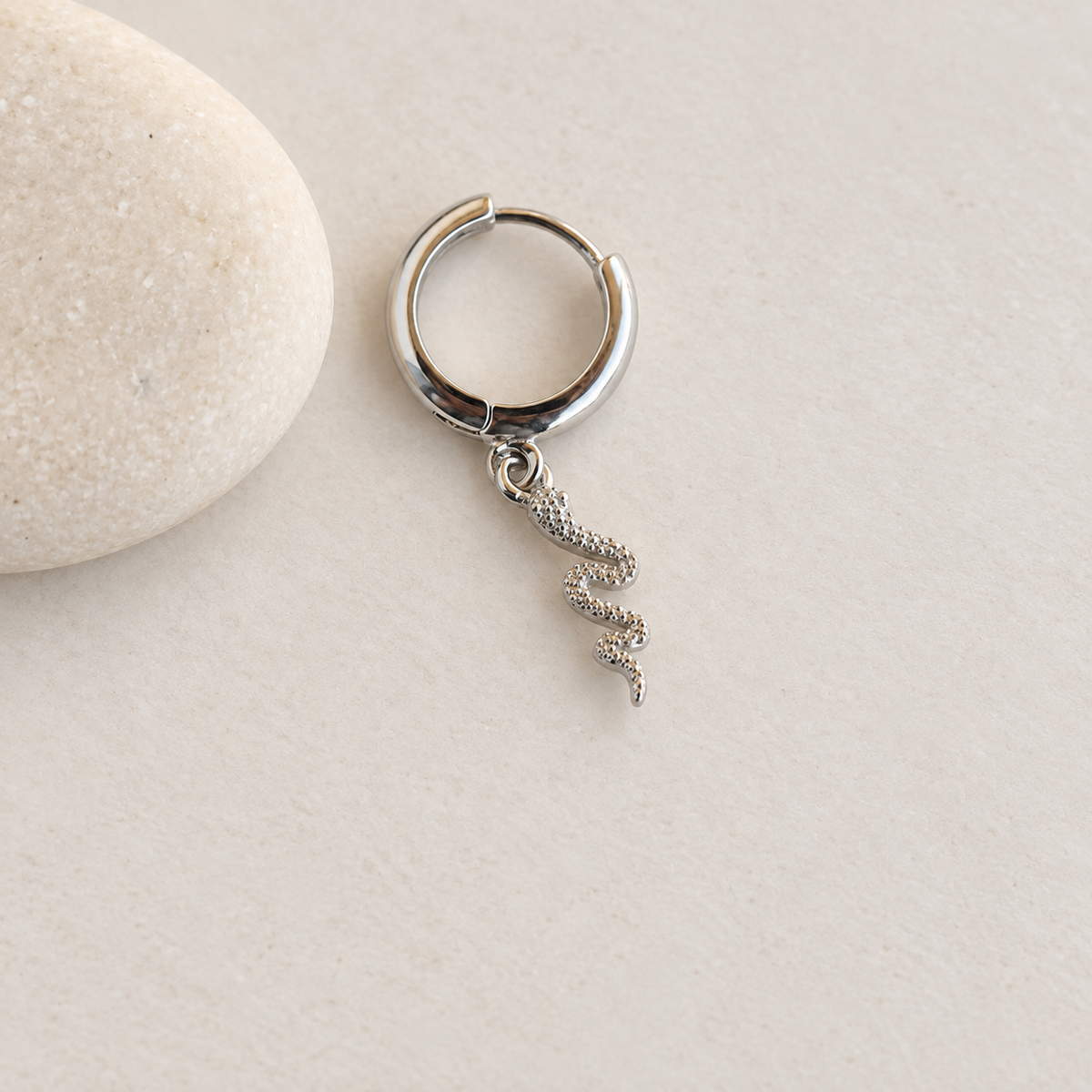 Snake Hoop Ring, 8mm, Gold or Silver, Single