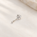 Flower Ear Chain Earring, Gold or Silver, Single