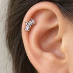 Marquise Zircon Cluster Piercing Stud, 18G, 6mm, Gold or Silver, Single