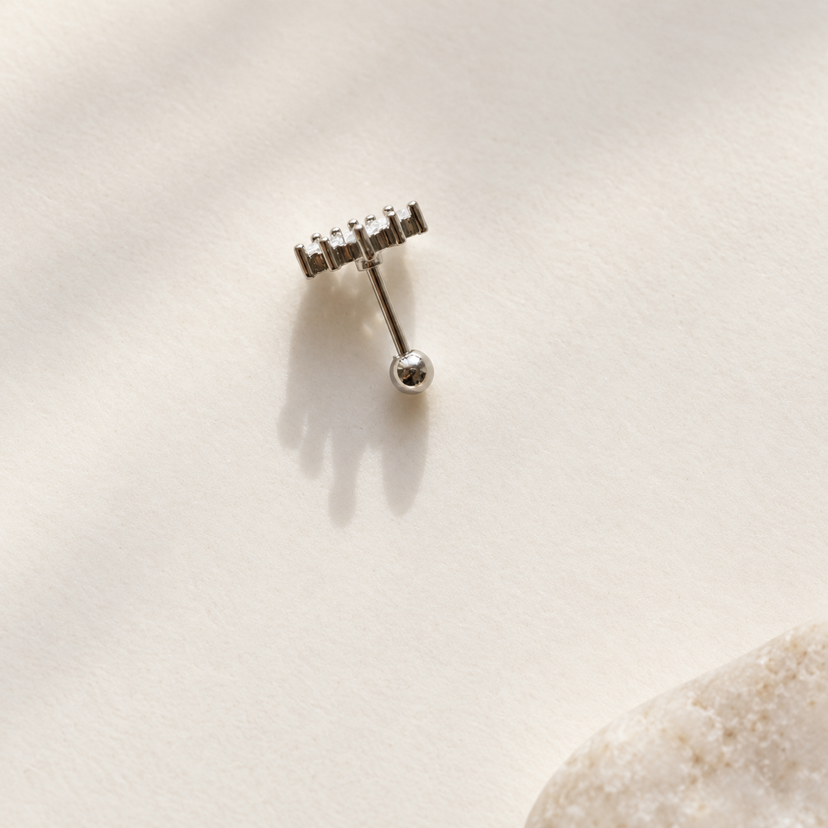 Marquise Zircon Cluster Piercing Stud, 18G, 6mm, Gold or Silver, Single