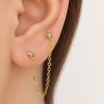 Star Ear Chain Earring, 18G, 7mm, Gold or Silver, Single