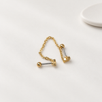 Star Ear Chain Earring, 18G, 7mm, Gold or Silver, Single