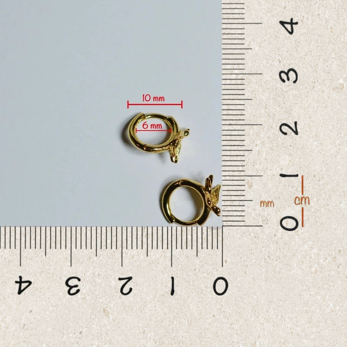 Gold Swallow Cartilage Earring for Helix & Tragus, Single - size guide