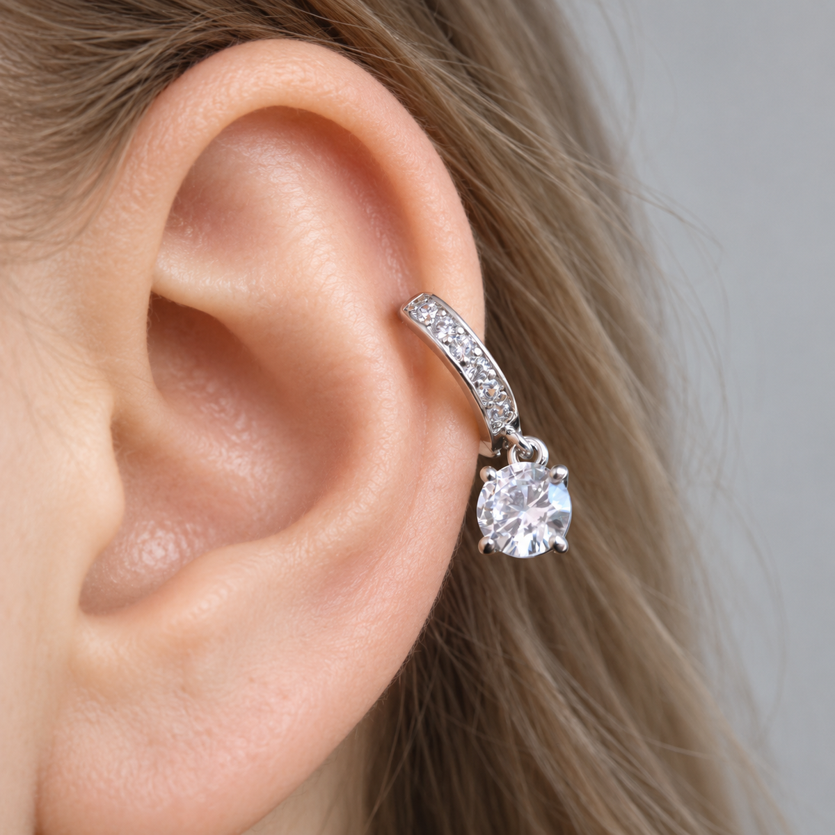 Zircon Hoop Ring, 7mm, Single