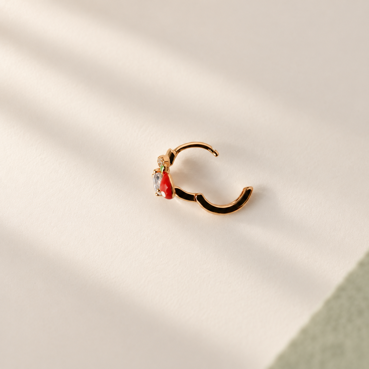 Cherry Hoop Ring, 8mm, Gold, Single