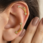 Shooting Star Cartilage Earring for Helix & Tragus, Gold, Single - ear styling