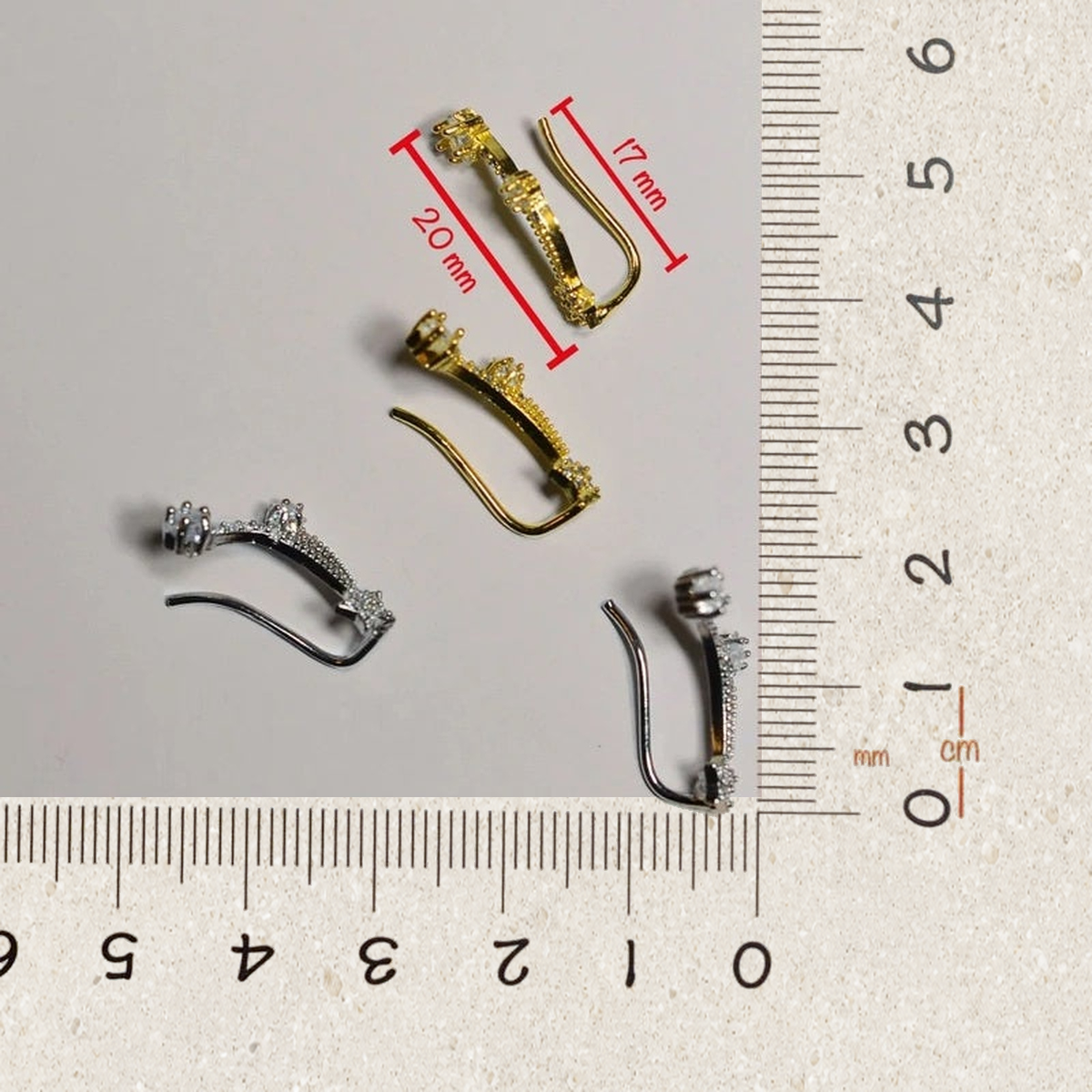Shooting Star Cartilage Earring for Helix & Tragus, Gold, Single - size guide