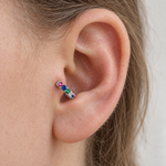 Zircon Hoop Ring, 6mm or 8mm, Gold or Silver, Single