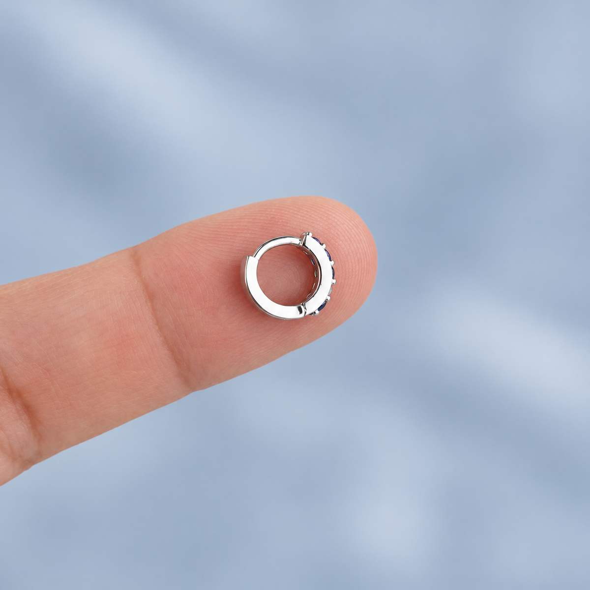 Zircon Hoop Ring, 6mm or 8mm, Gold or Silver, Single