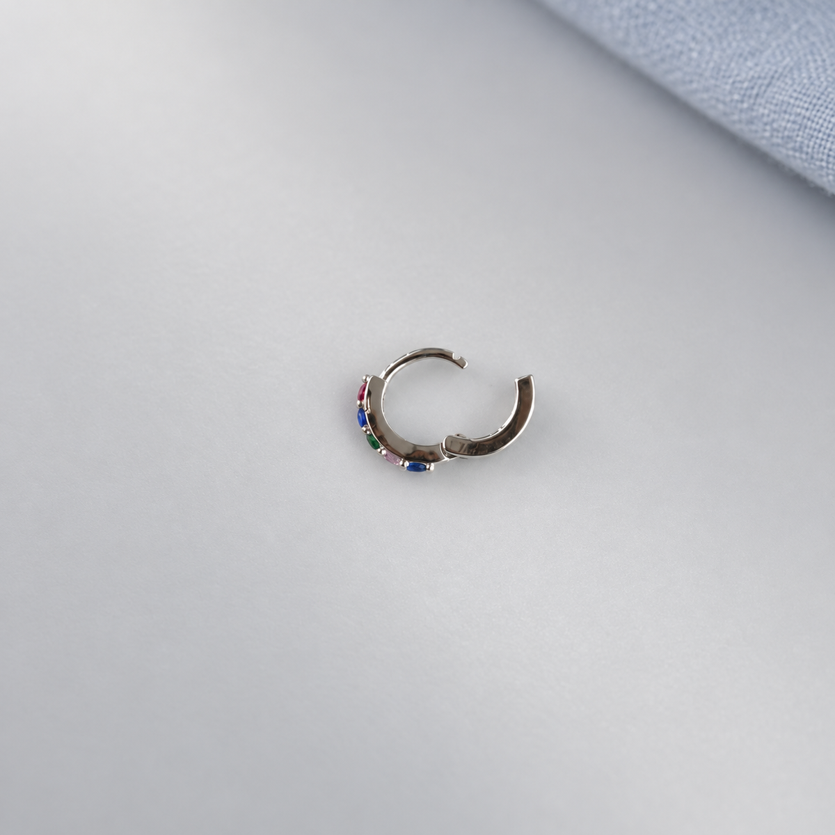 Zircon Hoop Ring, 6mm or 8mm, Gold or Silver, Single