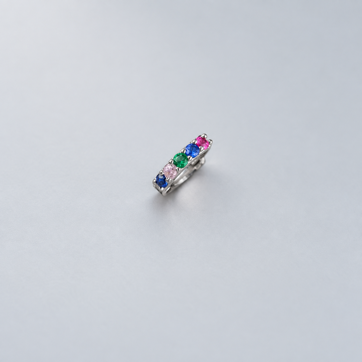 Zircon Hoop Ring, 6mm or 8mm, Gold or Silver, Single
