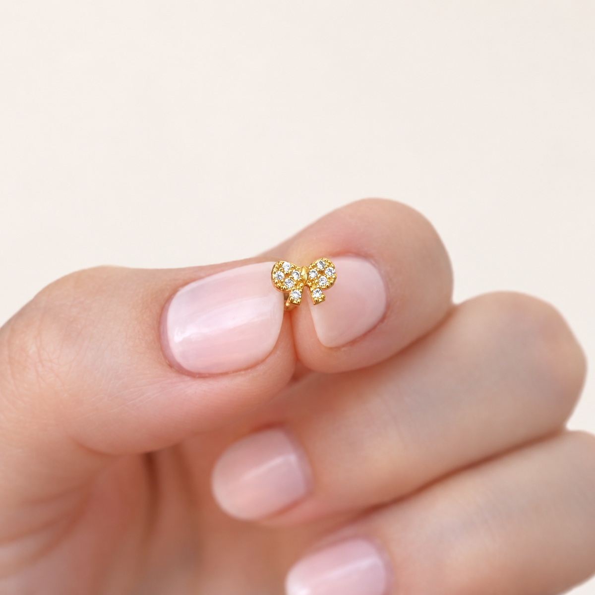 Bow Piercing Stud, 18G, 6mm, Gold, Single
