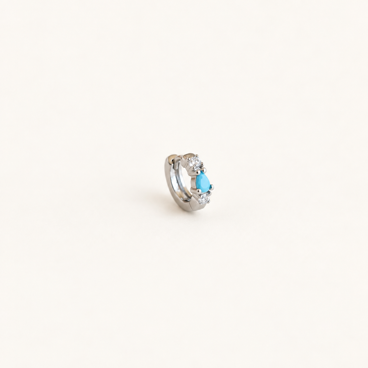 Mini Zircon Hoop Ring, 18G, 5mm, Gold, Single