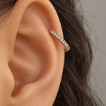 Zircon Hoop Ring, 18G, 8mm, Gold or Rose Gold, Single