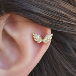 Angel Wing Piercing Stud, 16G, 6mm, Gold, Single