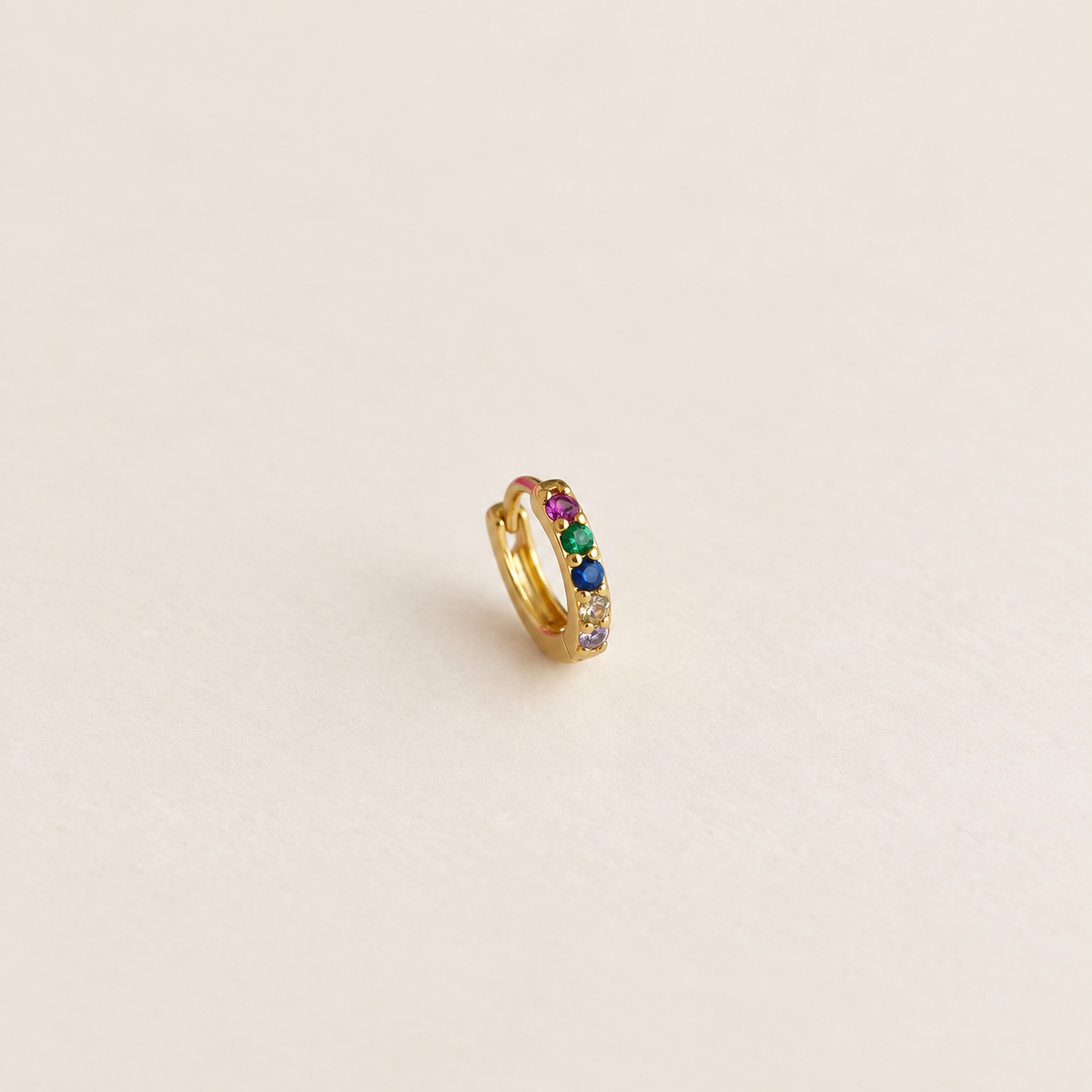 Zircon Hoop Ring, 6mm or 8mm, Gold or Silver, Single