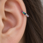 Zircon Hoop Ring, 6mm or 8mm, Gold or Silver, Single