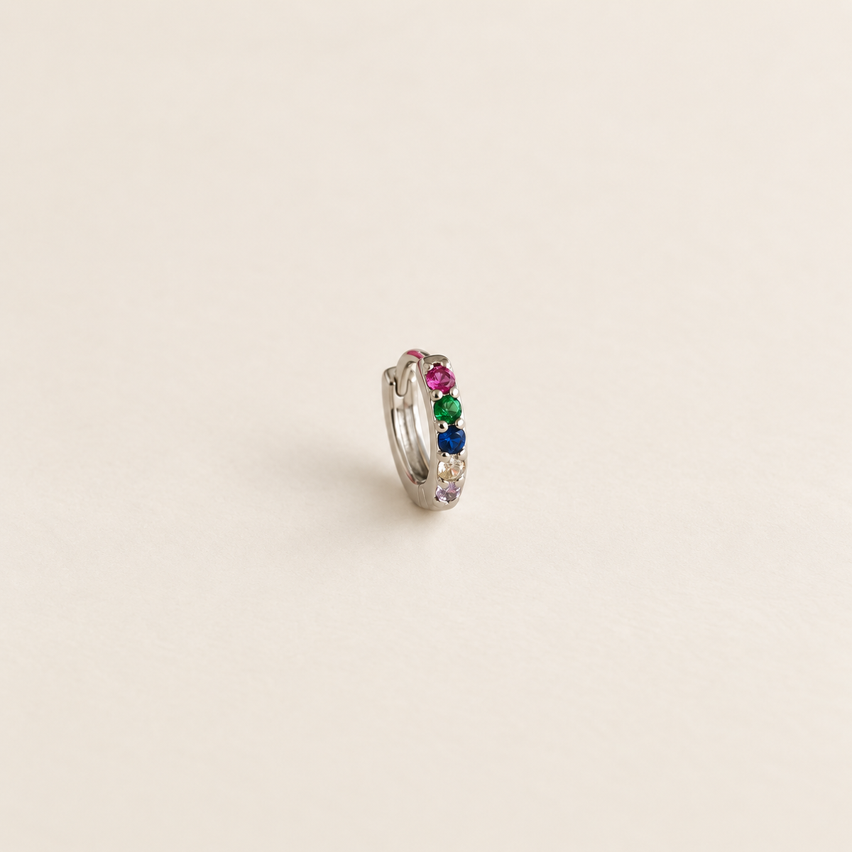 Zircon Hoop Ring, 6mm or 8mm, Gold or Silver, Single