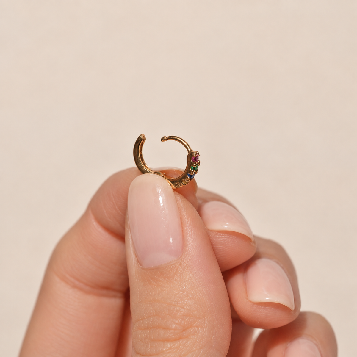 Zircon Hoop Ring, 6mm, Gold, Single - product view