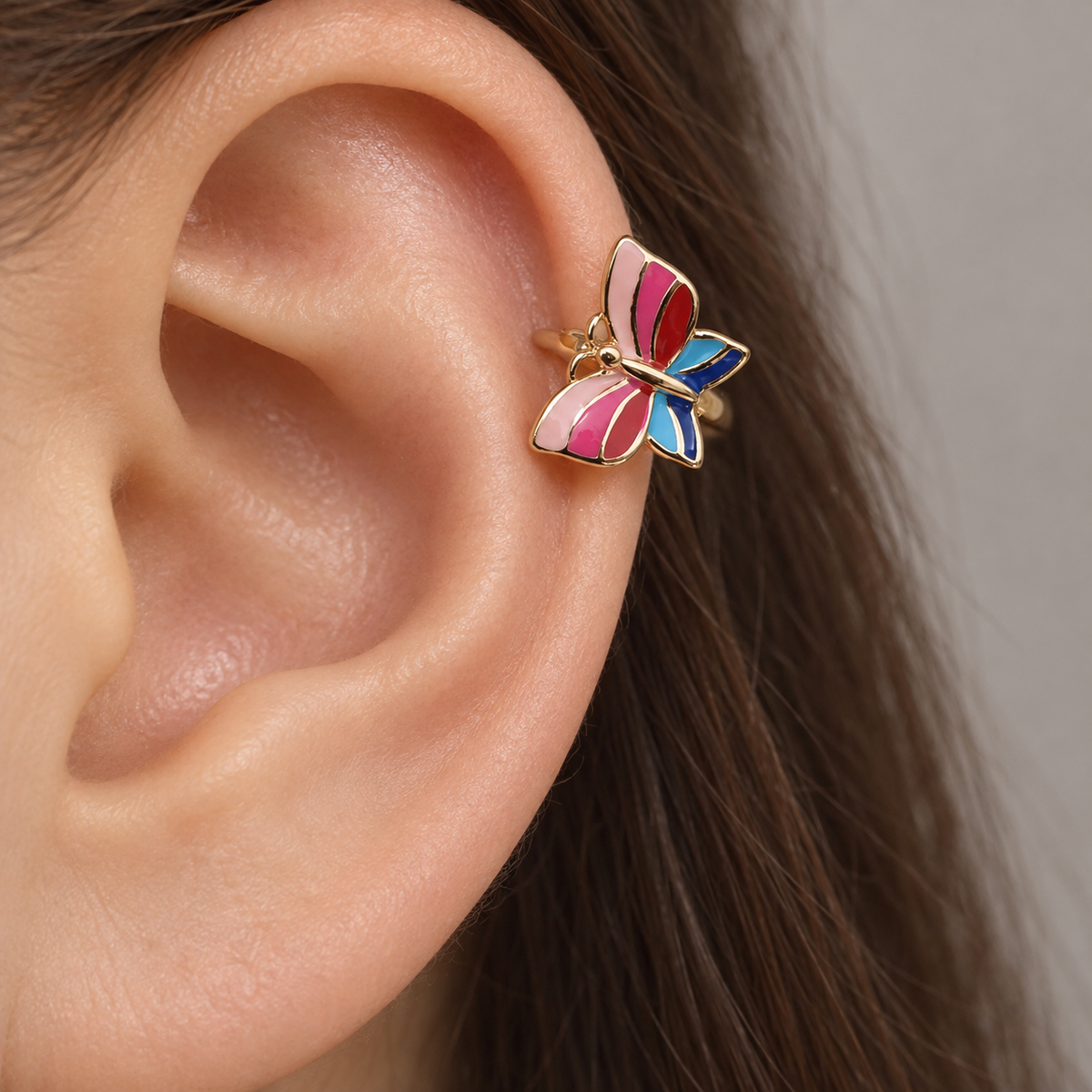 Multi Size Gold Butterfly Cartilage Earring for Helix & Tragus, Single