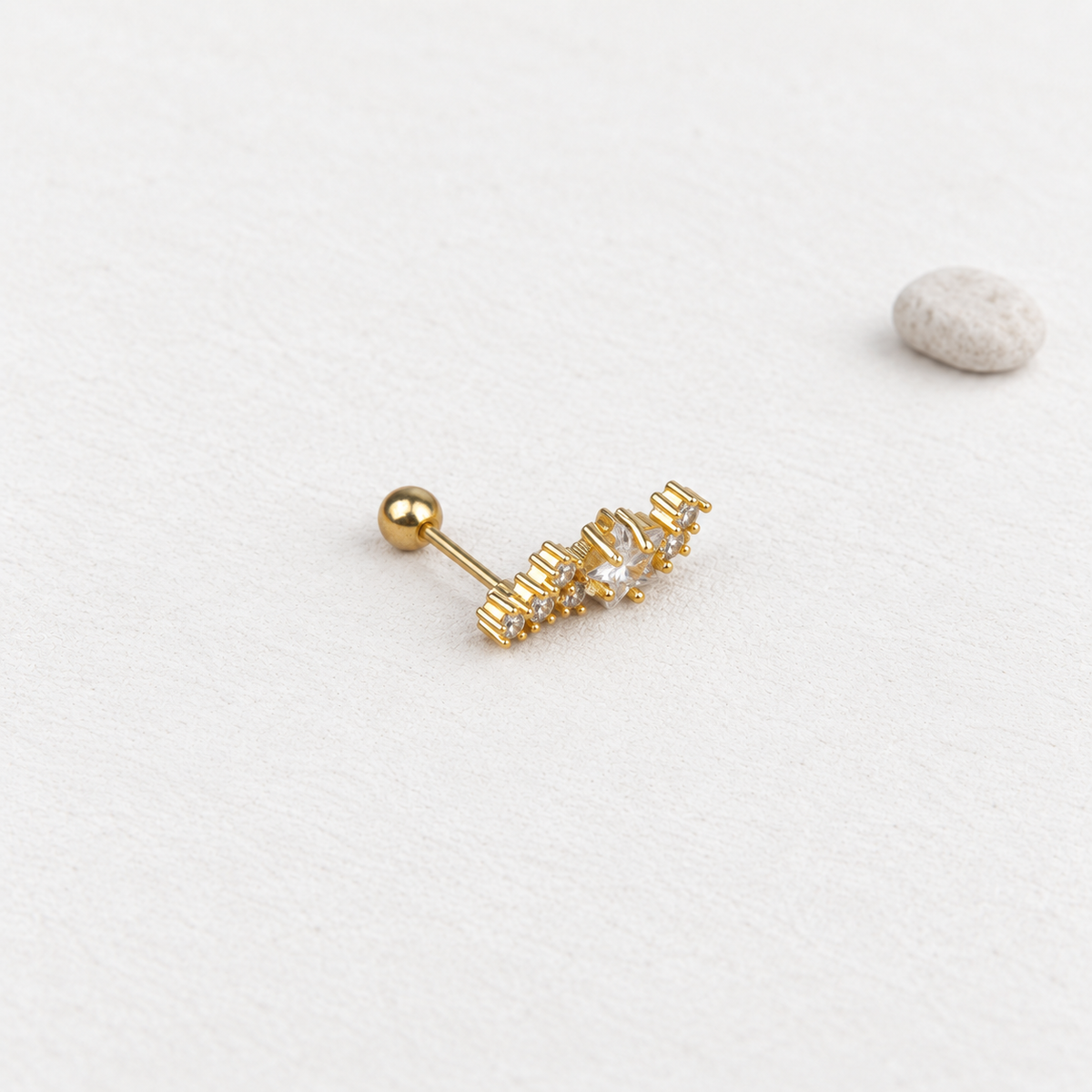 Star Piercing Stud, 18G, 6mm, Gold or Silver, Single