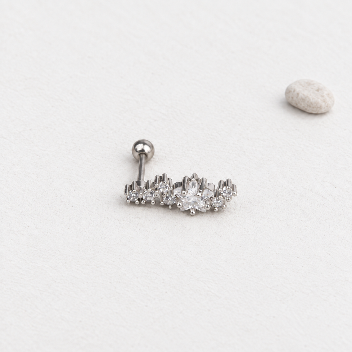 Star Piercing Stud, 18G, 6mm, Gold or Silver, Single