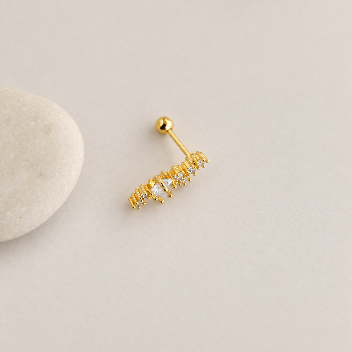 Star Piercing Stud, 18G, 6mm, Gold or Silver, Single