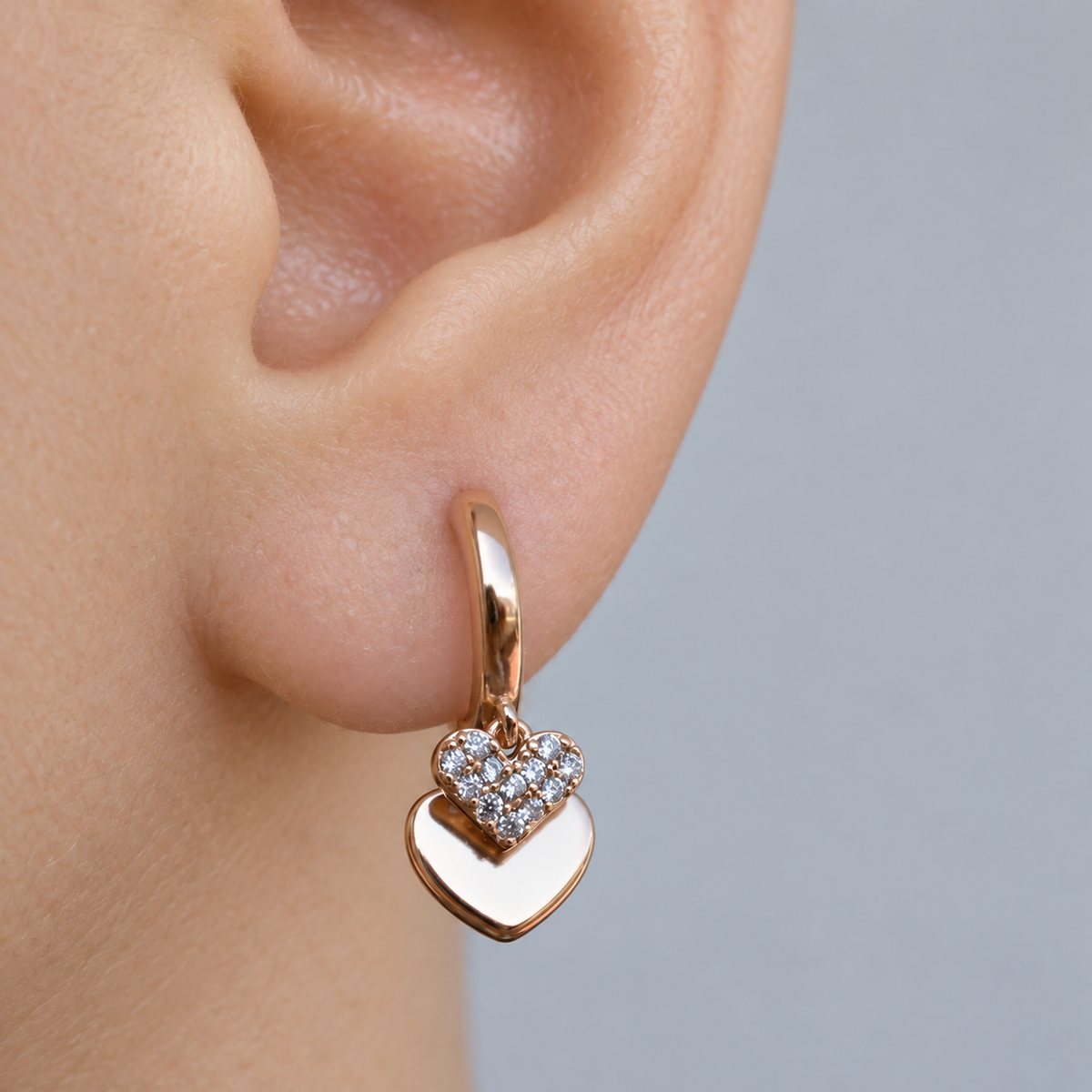 Heart Dangle Cartilage Earring for Helix & Tragus, Single