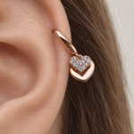 Heart Dangle Cartilage Earring for Helix & Tragus, Single