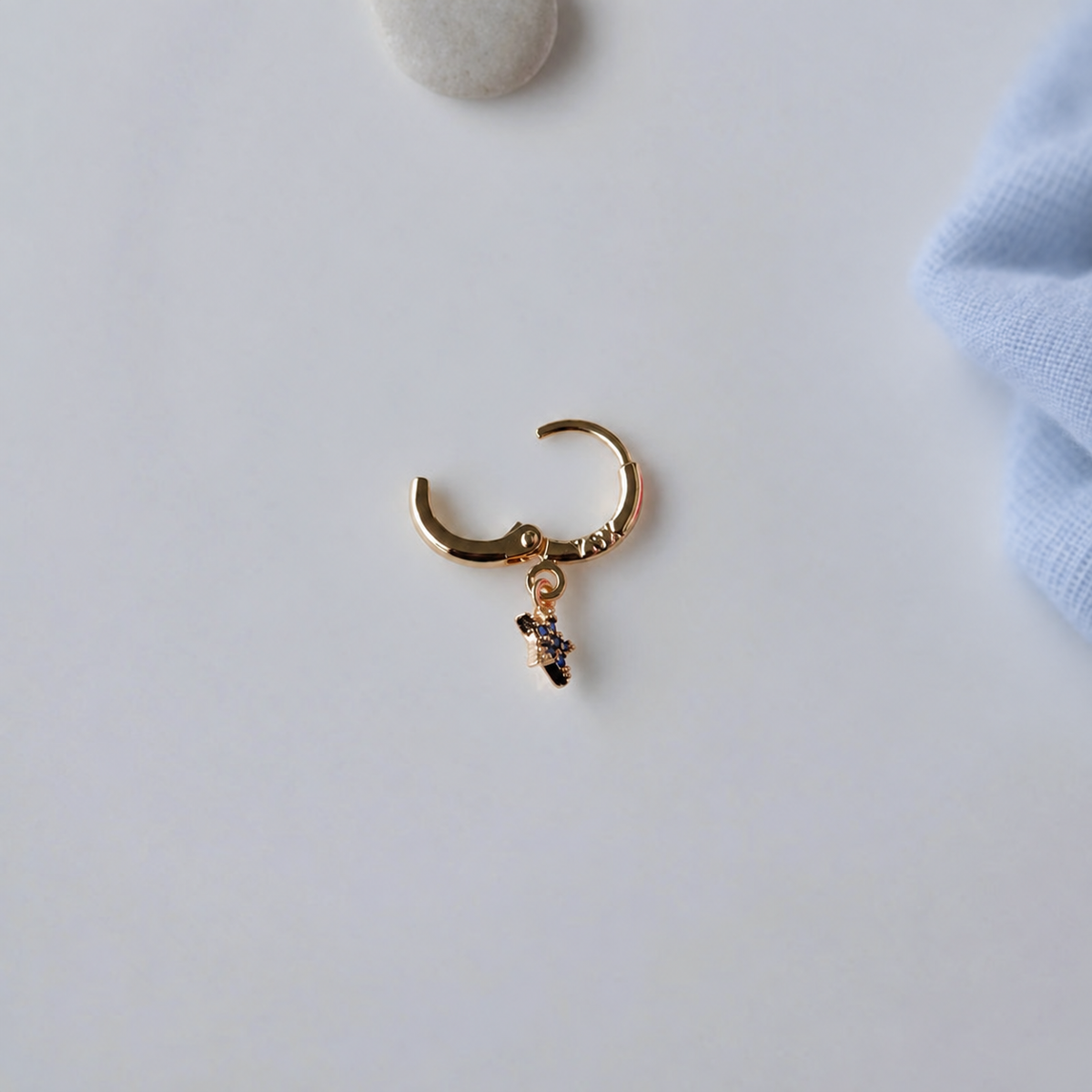 Star Dangle Hoop Ring, 8mm, Gold, Single