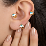 Heart Elephant Cartilage Earring for Helix & Tragus, Red or Blue, Single