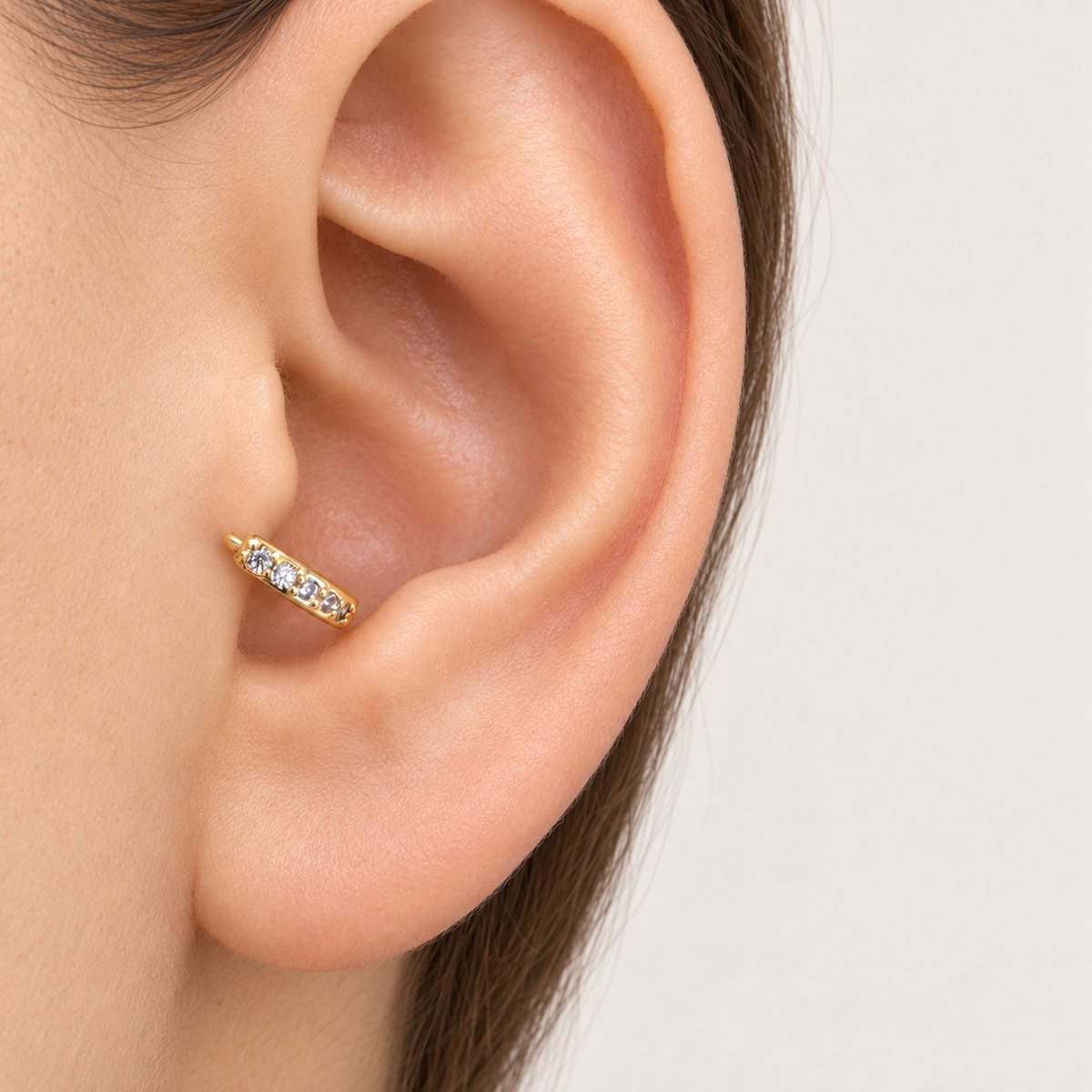 Zircon Hoop Ring, 18G, 5mm, Gold or Silver, Single