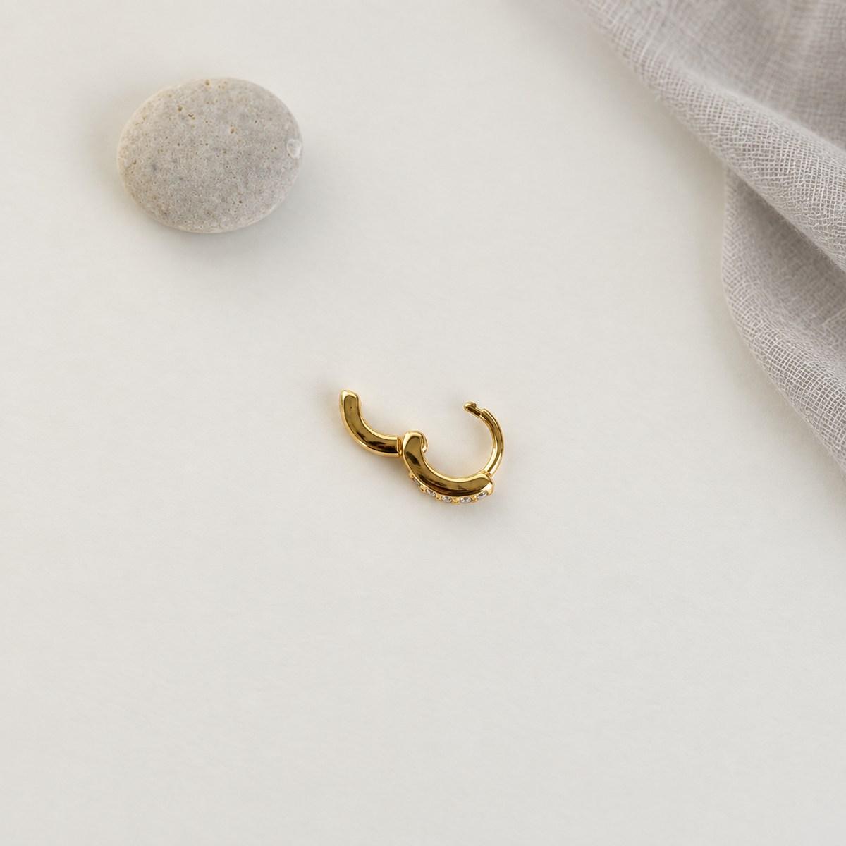 Zircon Hoop Ring, 18G, 5mm, Gold or Silver, Single