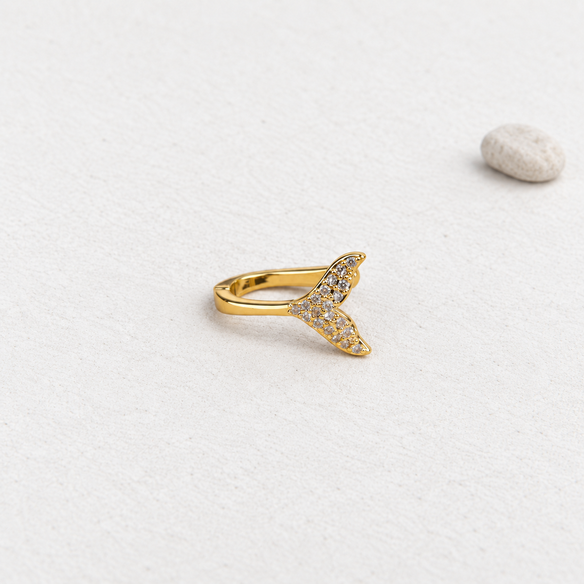 Zircon Whale Tail Cartilage Earring for Helix & Tragus, Gold or Silver, Single