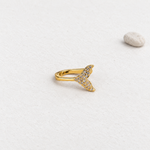 Zircon Whale Tail Cartilage Earring for Helix & Tragus, Gold or Silver, Single