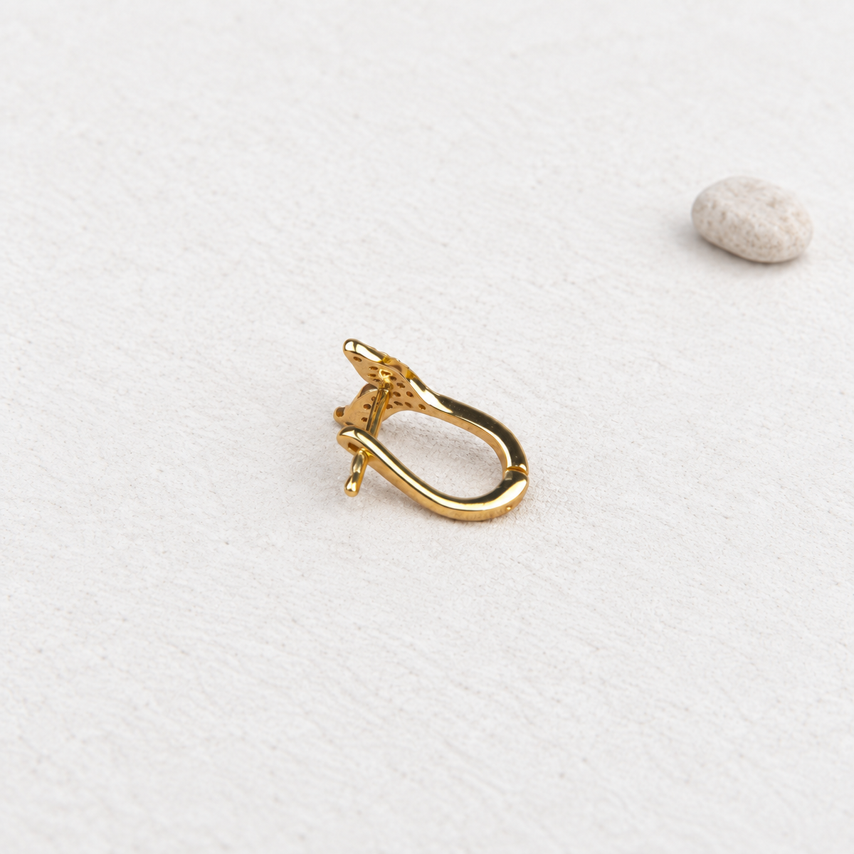Zircon Whale Tail Cartilage Earring for Helix & Tragus, Gold or Silver, Single