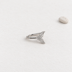 Zircon Whale Tail Cartilage Earring for Helix & Tragus, Gold or Silver, Single