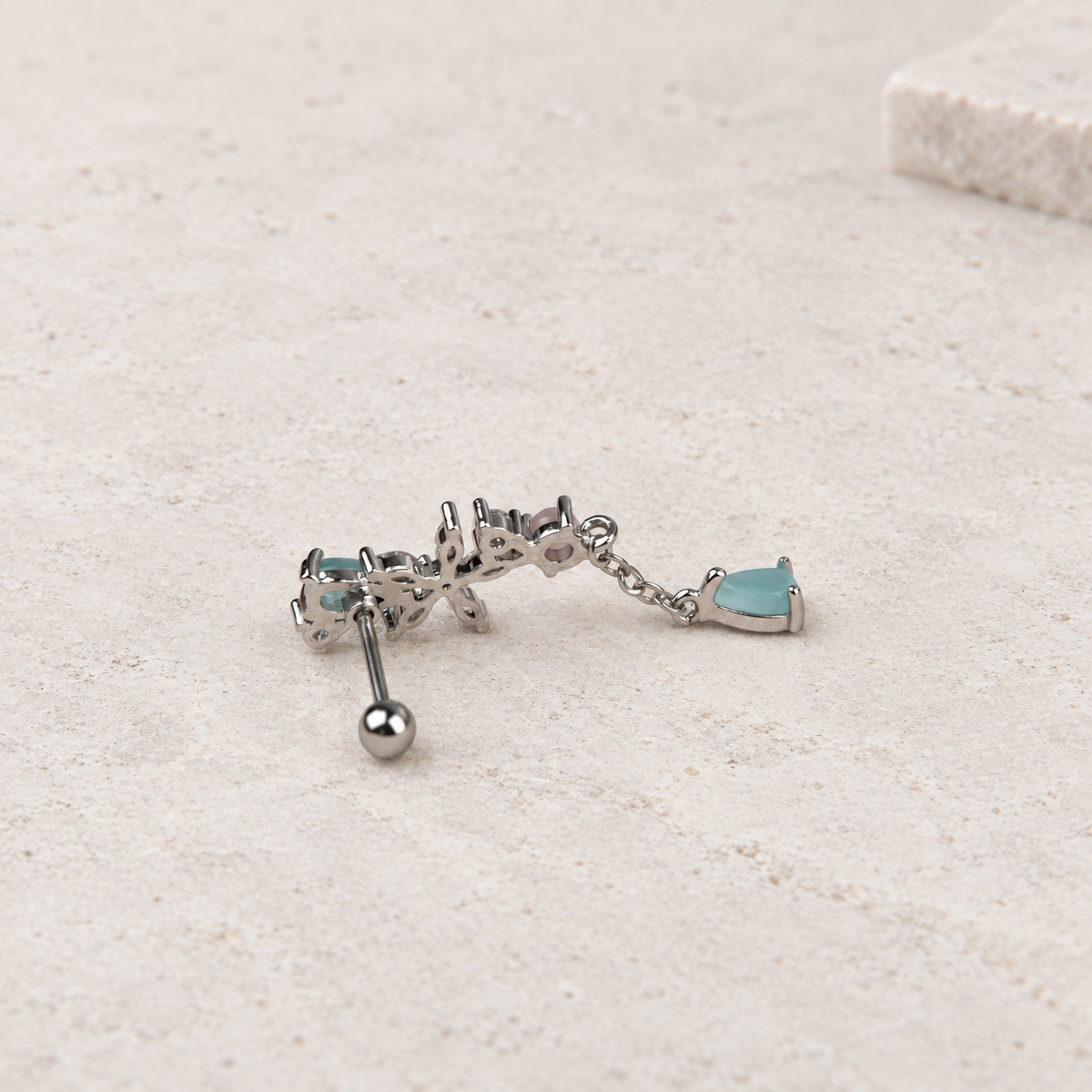 Dangle Piercing Stud, 18G, 7mm, Gold or Silver, Single