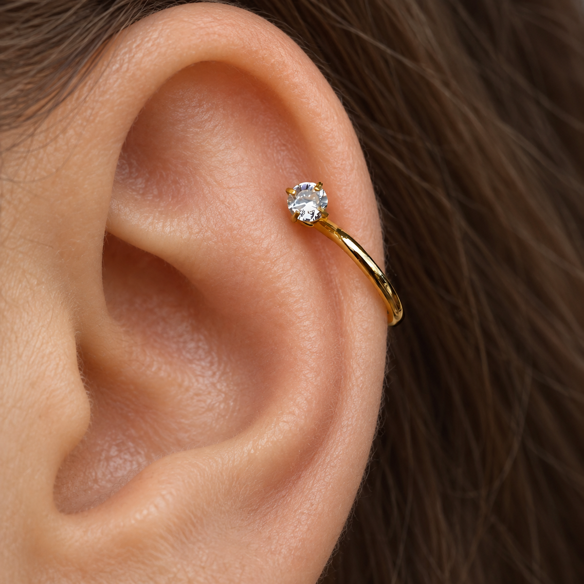 Half Horseshoe Circular Barbell, 7mm, Gold or Silver, Single - product view