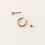Half Horseshoe Circular Barbell, 7mm, Gold or Silver, Single - product view