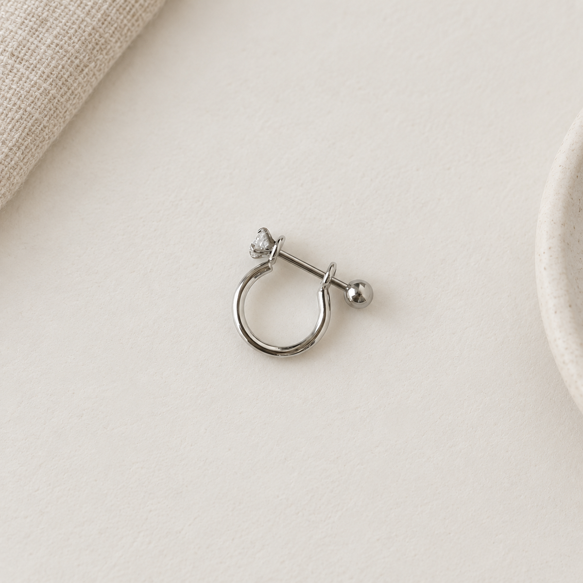 Half Horseshoe Circular Barbell, 7mm, Gold or Silver, Single - Silver variant