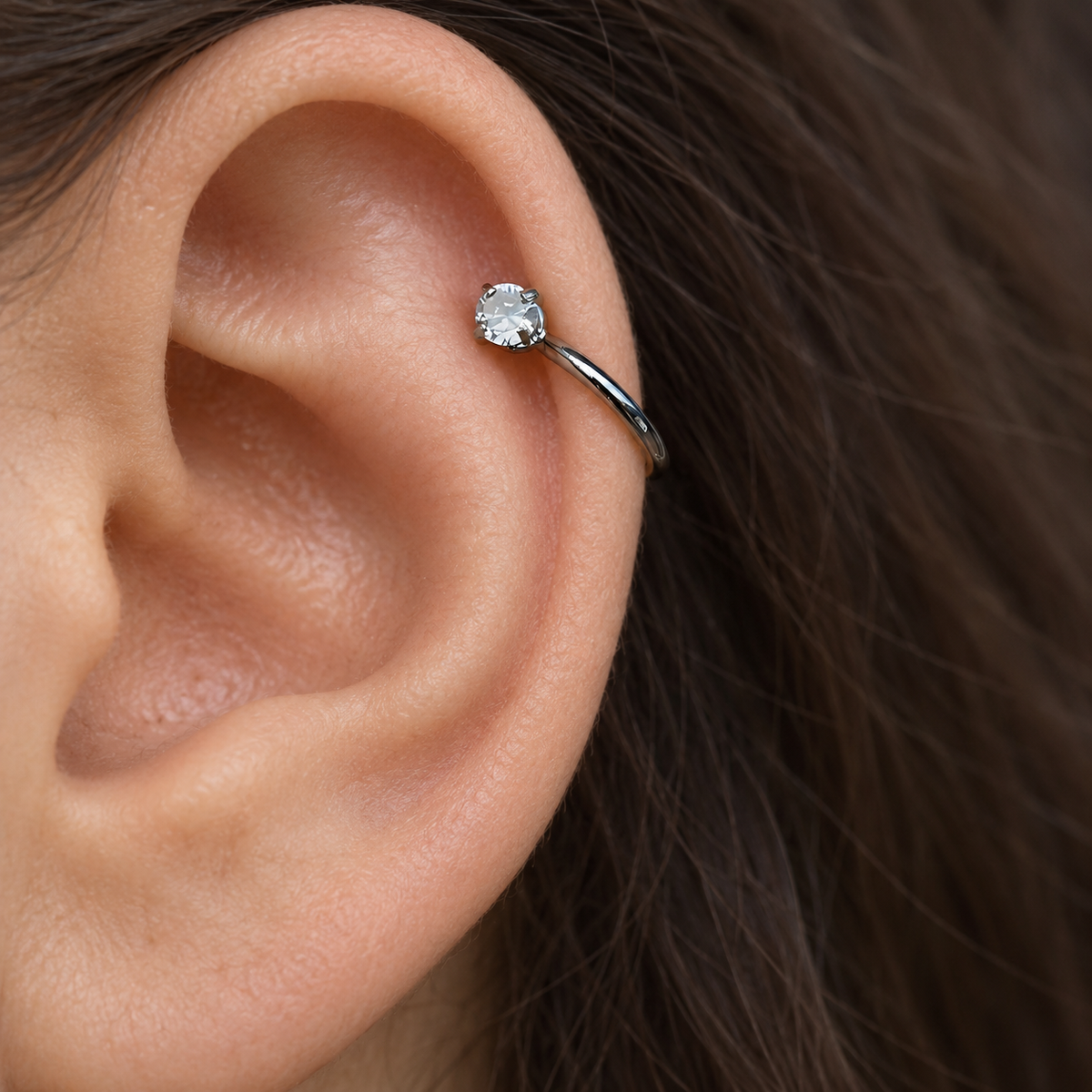 Half Horseshoe Circular Barbell, 7mm, Gold or Silver, Single - product view