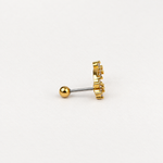Double Flower Piercing Stud, 18G, 7mm, Gold or Silver, Single