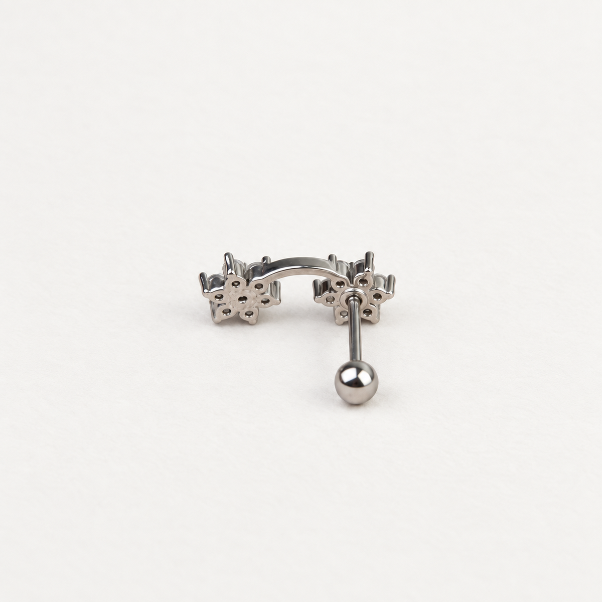 Double Flower Piercing Stud, 18G, 7mm, Gold or Silver, Single