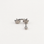 Double Flower Piercing Stud, 18G, 7mm, Gold or Silver, Single